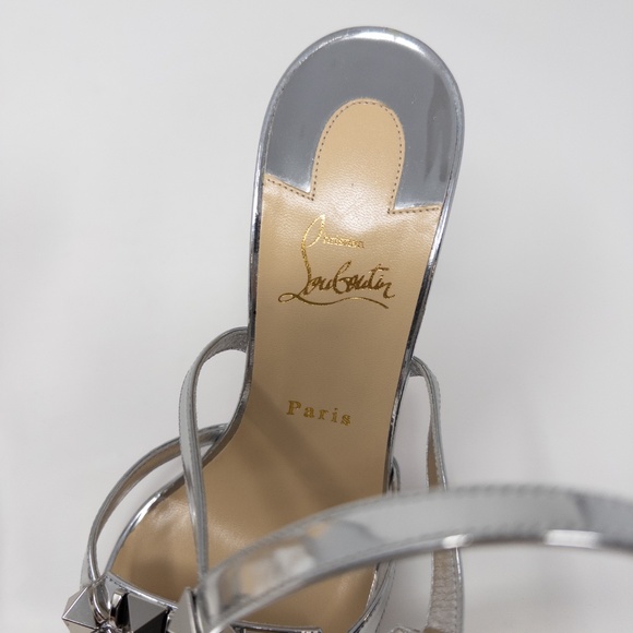 Christian Louboutin Galerietta 100 Spikes Silver Stiletto Heels 41 EU 11 US - Picture 2 of 5